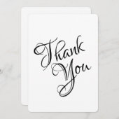 白黒エレガントスクリ結婚プト サンキューカード (正面/裏面)