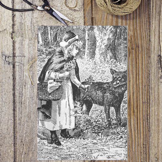 白黒エレガントスケッチレッドライディングフードウルフ 薄葉紙