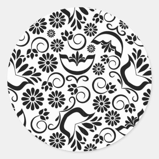 白黒エレガントステッカー ラウンドシール (正面)