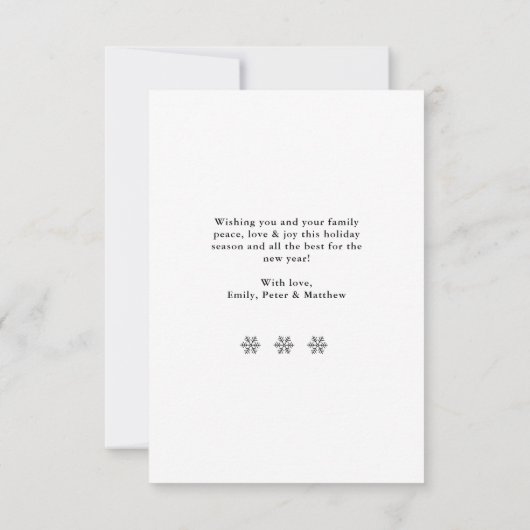 白黒エレガントスノーフレーク4写真クリスマス (裏面)