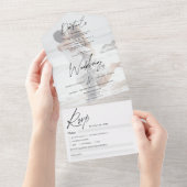 白黒エレガントスモダンクリッ結婚ト写真 オールインワン招待状 (貼ってはがせる)