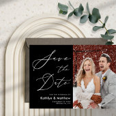 白黒エレガントスモダント写真結婚の セーブザデート