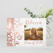 白黒エレガントスワールフォト2018卒業 招待状 (スタンド正面)