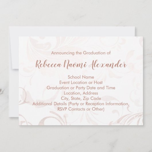 白黒エレガントスワールフォト2018卒業 招待状 (裏面)