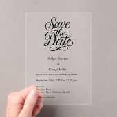 白黒エレガントス結婚クリプトの日付の安全 アクリル招待状 (インサイチュ (ポータブル))