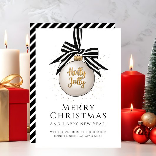 白黒エレガントズストライプメリークリスマスカード