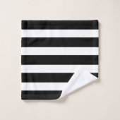 白黒エレガントズストライプラグジュアリー金ゴールドモノグラム バスタオルセット (ウォッシュタオル)