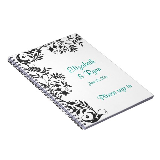 白黒エレガントズ結婚ゲストブック ノートブック (右側)
