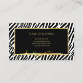 白黒エレガントゼブラ印刷金ゴールドサロン 名刺 (裏面)