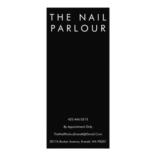 白黒エレガントタイポグラフィサロンカード ラックカード (裏面)