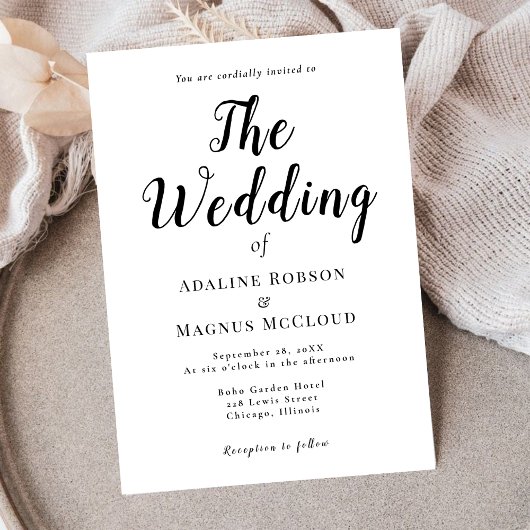 白黒エレガントタイポグラフィス結婚クリプト 招待状