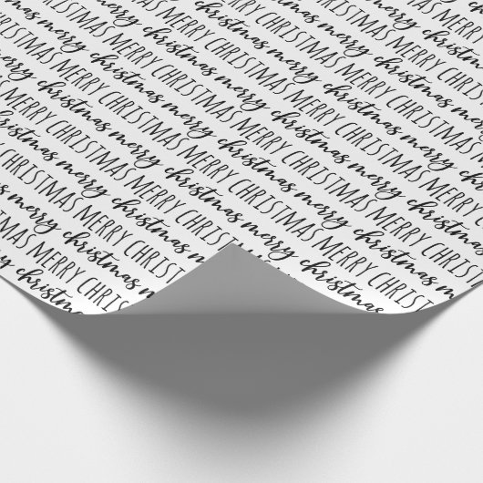 白黒エレガントタイポグラフィメリークリスマス ラッピングペーパー (角)