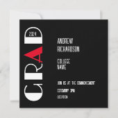 白黒エレガントタイポグラフィ院生フラットカード 案内状 (正面)