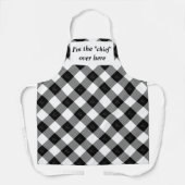 白黒エレガントダイヤモンドパターン エプロン (正面)