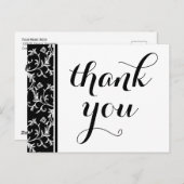 白黒エレガントダマスクありがとう ポストカード (正面/裏面)
