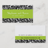 白黒エレガントダマスクのウェディングカード 名刺 (正面/裏面)