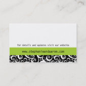 白黒エレガントダマスクのウェディングカード 名刺 (裏面)