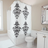 白黒エレガントダマスクシャワーカーテン シャワーカーテン (インサイチュ)