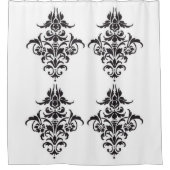 白黒エレガントダマスクシャワーカーテン シャワーカーテン (正面)