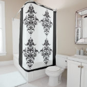白黒エレガントダマスクシャワーカーテン シャワーカーテン (インサイチュ)