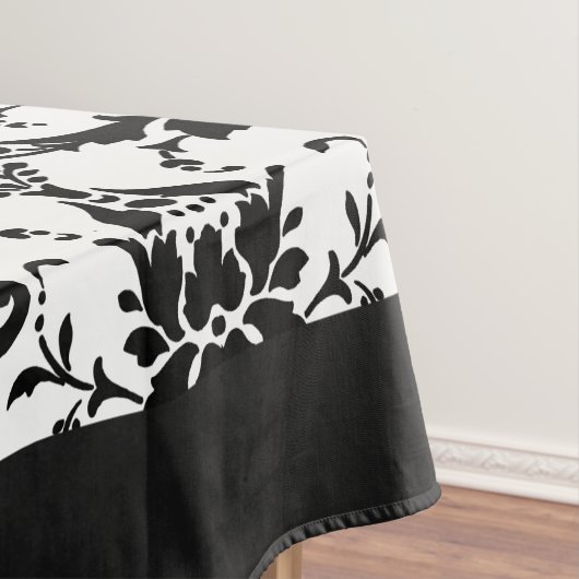 白黒エレガントダマスク模様 テーブルクロス (インサイチュ)