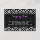 白黒エレガントダマスク美容師カード 名刺 (裏面)