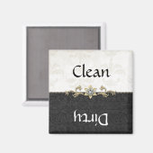 白黒エレガントダマスク食洗機磁石 マグネット (正面/裏面)