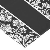 白黒エレガントダマスク&ストライプ ショートテーブルランナー (コーナー)