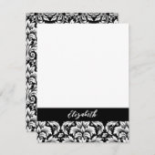 白黒エレガントダマスク ノートカード (正面/裏面)