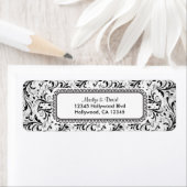 白黒エレガントダマスク ラベル (インサイチュ)