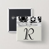 白黒エレガントダマスク 缶バッジ (正面&裏面)