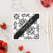 白黒エレガントダマスコウェディングナプキン スタンダードカクテルナプキン (インサイチュ)