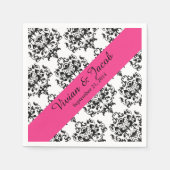 白黒エレガントダマスコウェディングナプキン スタンダードカクテルナプキン (正面)