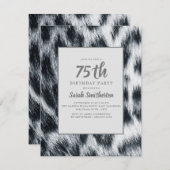 白黒エレガントチータヒョウ75歳 招待状 (正面/裏面)