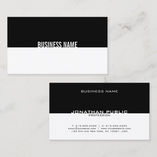 白黒エレガントデザインシンプルモダンカッコいい 名刺 (正面/裏面)