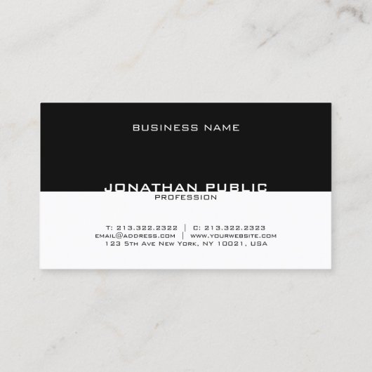 白黒エレガントデザインシンプルモダンカッコいい 名刺 (裏面)