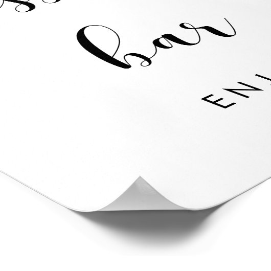 白黒エレガントデザートバー結婚のサイン ポスター (角)