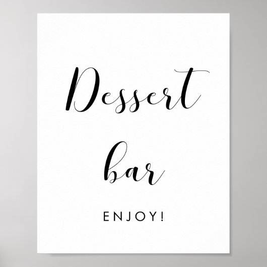 白黒エレガントデザートバー結婚のサイン ポスター (正面)