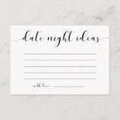 白黒エレガントデート結婚の夜アイディア エンクロージャーカード (正面)