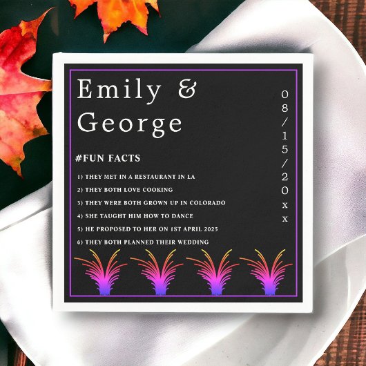 白黒エレガントネオングラス秋の結婚式 スタンダードカクテルナプキン