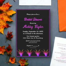 白黒エレガントネオングラス秋ブライダルシャワー 招待状