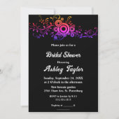 白黒エレガントネオン秋ブライダルシャワー 招待状 (正面)