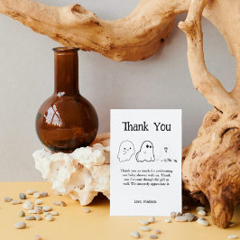 白黒エレガントハロウィーンの赤ちゃんシャワー サンキューカード