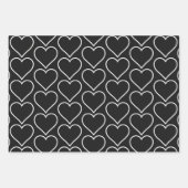 白黒エレガントハートラッピング紙セット ラッピングペーパーシート (正面)