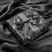 白黒エレガントハートラッピング紙セット ラッピングペーパーシート