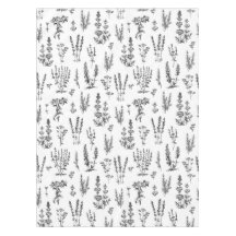 白黒エレガントハーブガーデンパターン