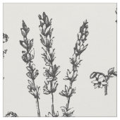 白黒エレガントハーブガーデンパターン ファブリック (クローズアップ)