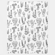 白黒エレガントハーブガーデンパターン