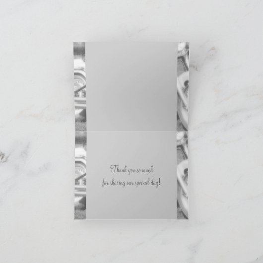 白黒エレガントバイクもしくは自転車に乗る人の結婚感謝 サンキューカード (内部)