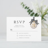 白黒エレガントバウブルクリスマスパーティー 出欠カード (スタンド正面)